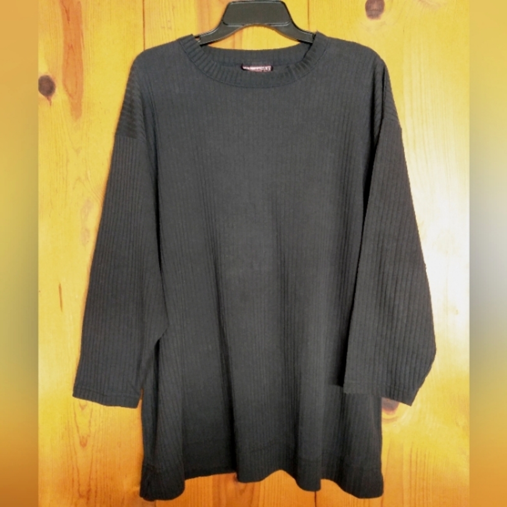 Vintage Carlton Fashions Oversized Rib Knit Top 3/4 Sleeves Made In USA